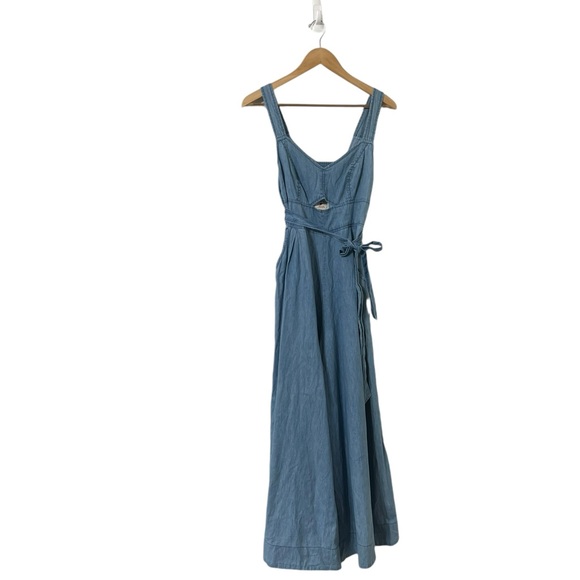 ANTHROPOLOGIE Chambray Wide Leg Jumpsuit - Picture 4 of 13